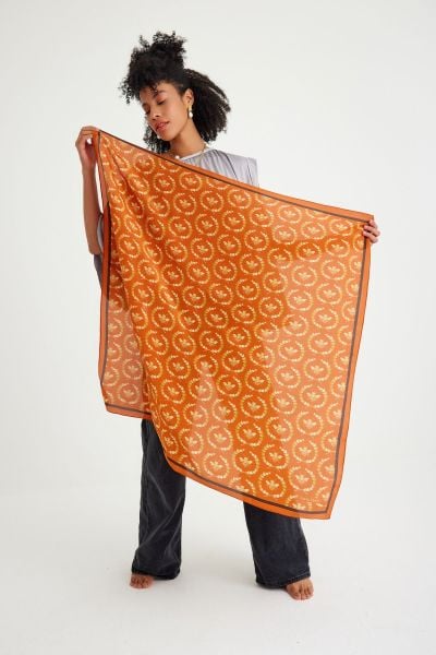MONO MARA ORANGE İPEK EŞARP - 105 X 105 CM