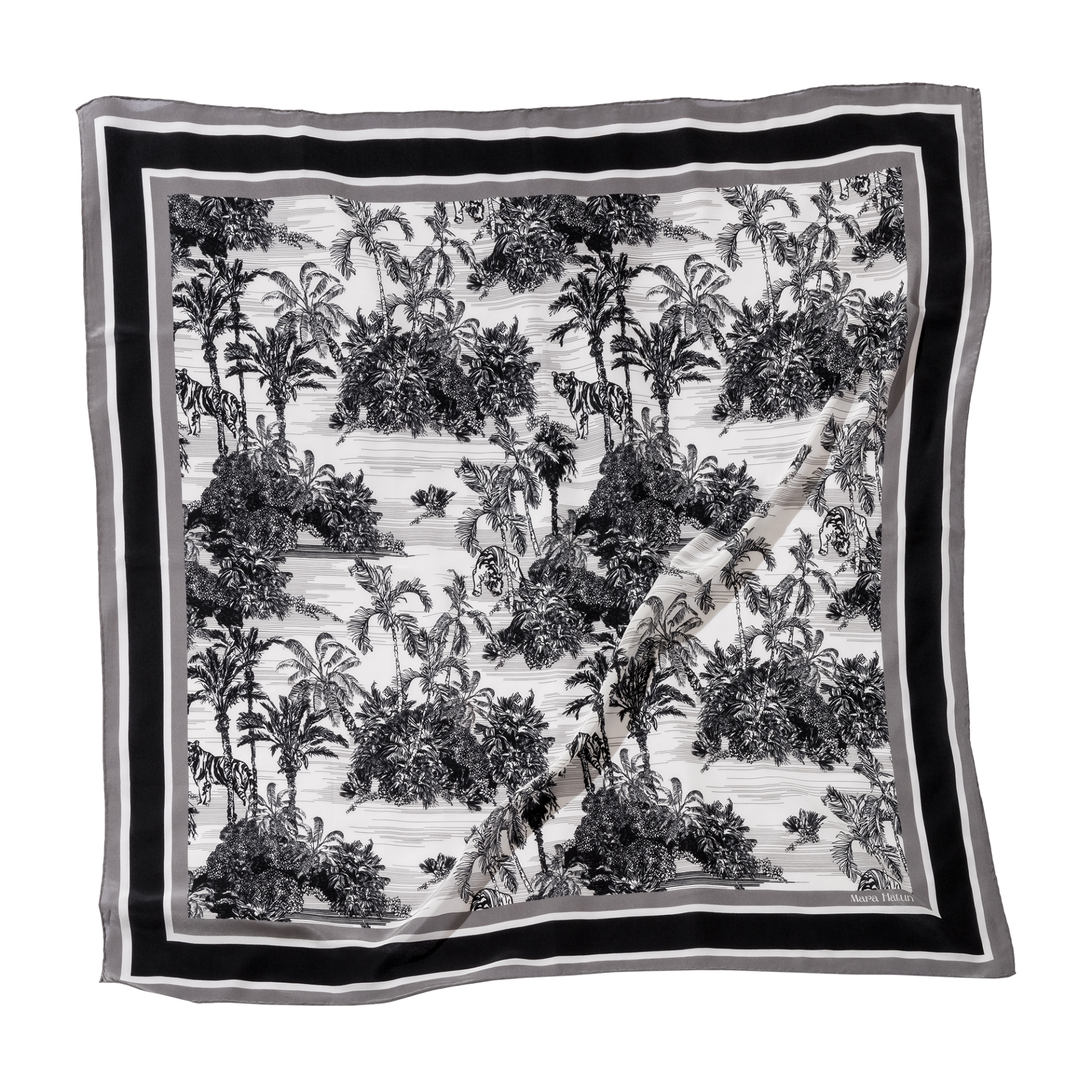 Toile de Jouy Fume Blanc - 105 x 105 cm İpek Şal
