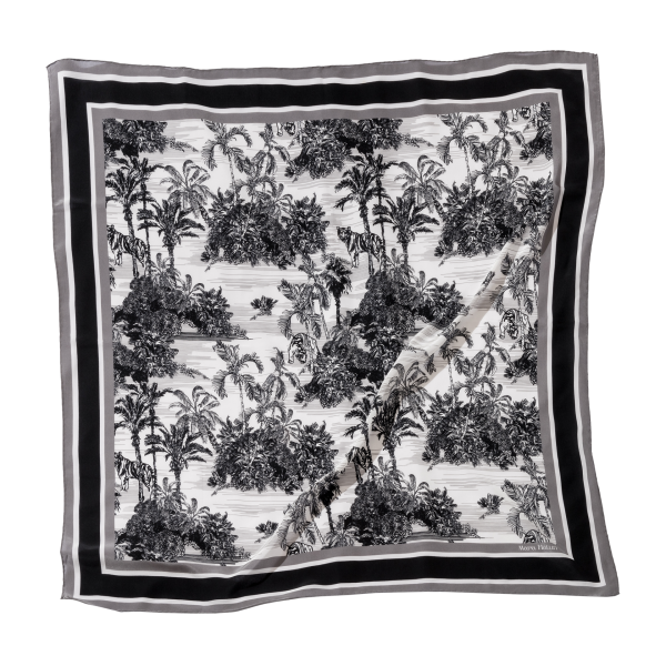 Toile de Jouy Fume Blanc - 105 x 105 cm İpek Şal