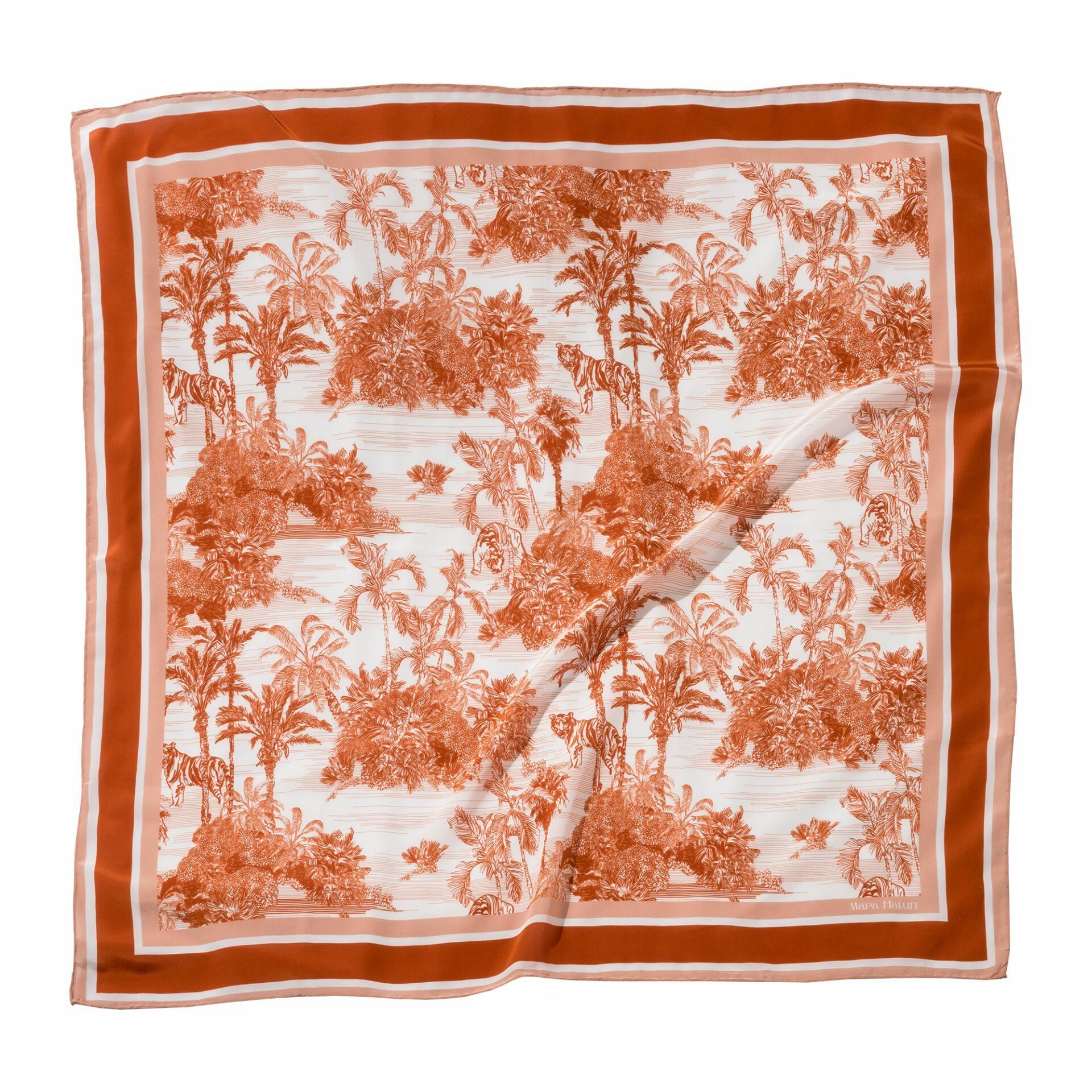 Toile de Jouy Orange Bloom - 105 x 105 cm İpek Şal