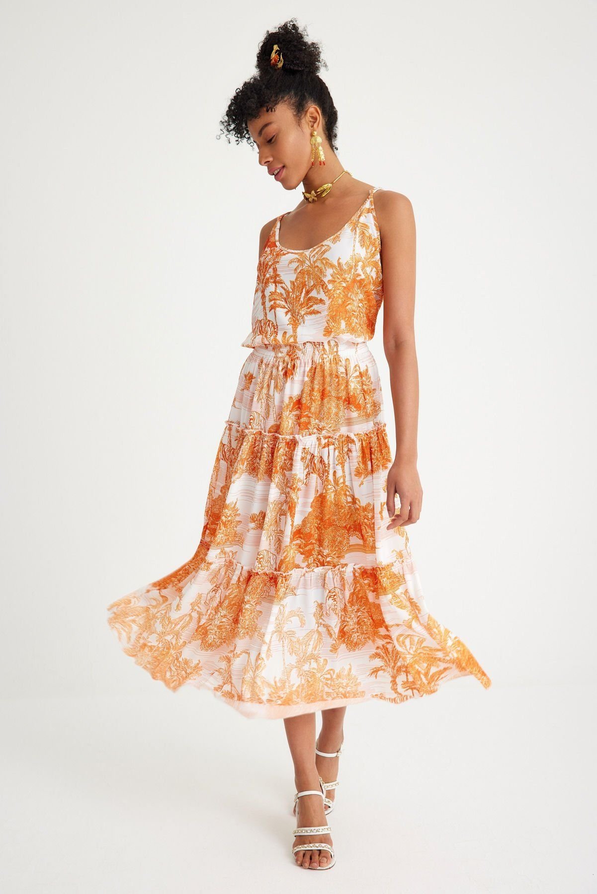 TOILE DE JOUY ORANGE BLOOM ETEK