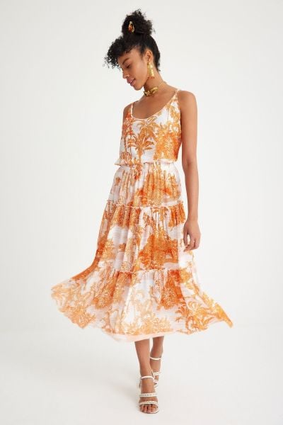 TOILE DE JOUY ORANGE BLOOM ETEK