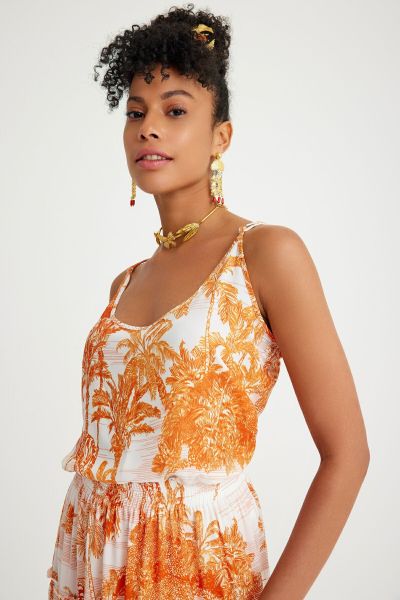 TOILE DE JOUY ORANGE BLOOM TOP M