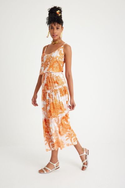 TOILE DE JOUY ORANGE BLOOM ETEK S