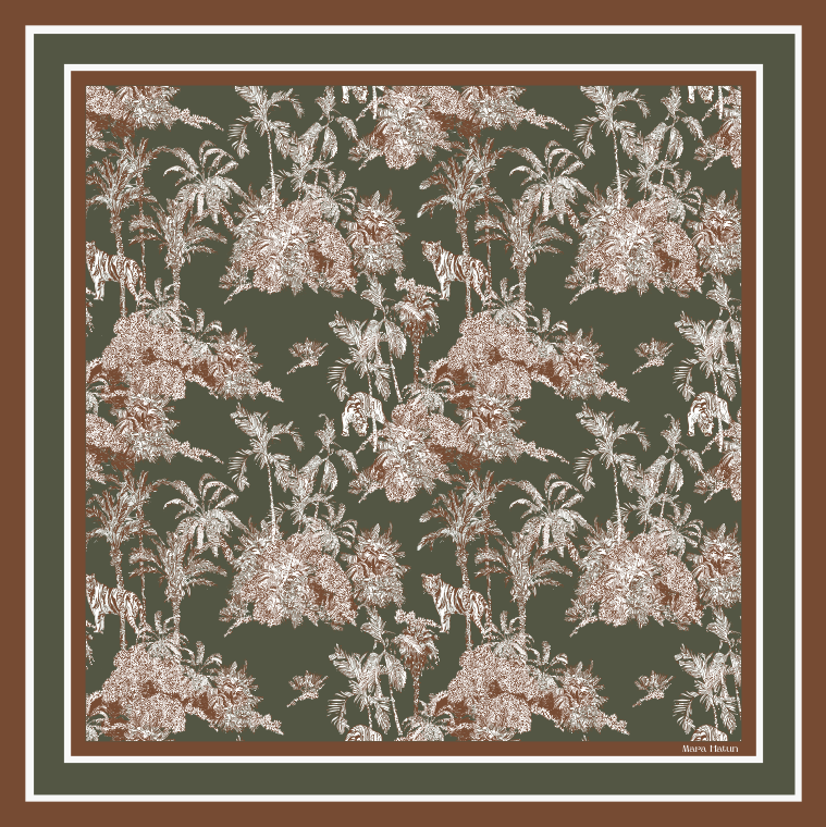 TOILE DE JOUY OLIVO - 140 x 140 CM İPEK ŞAL