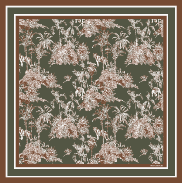 TOILE DE JOUY OLIVO - 140 x 140 CM İPEK ŞAL