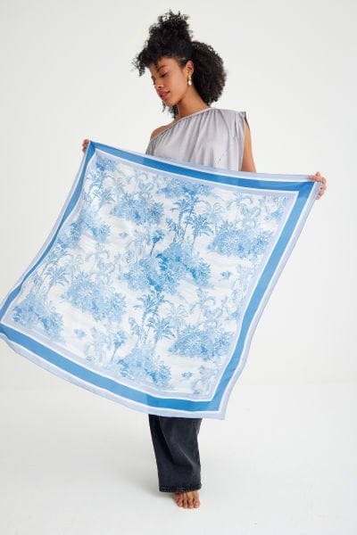 TOILE DE JOUY AZURE - 140 x 140 CM İPEK ŞAL