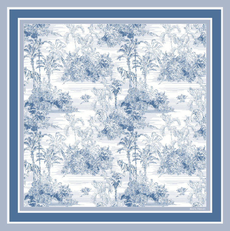 TOILE DE JOUY AZURE - 140 x 140 CM İPEK ŞAL