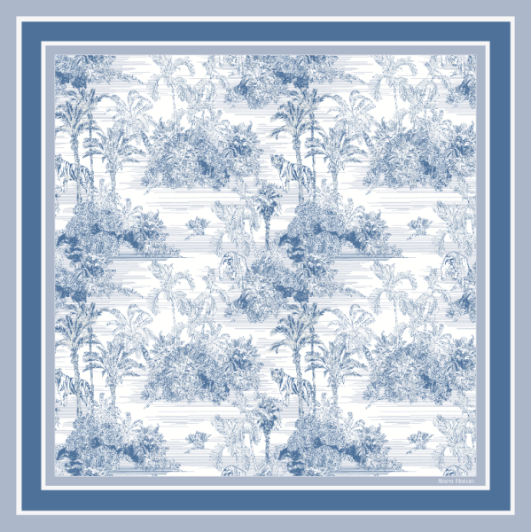 TOILE DE JOUY AZURE - 140 x 140 CM İPEK ŞAL