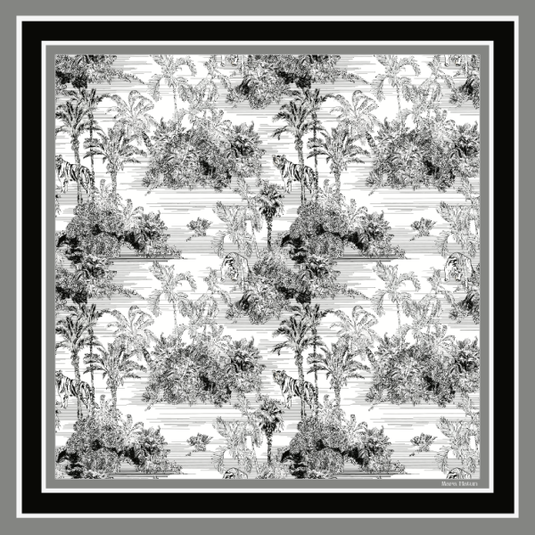 TOILE DE JOUY FUME BLANC İPEK ŞAL - 140 X 140 CM