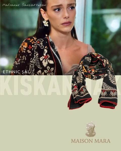 ETHNIC YÜN FULAR/ŞAL - 90 x 200 cm