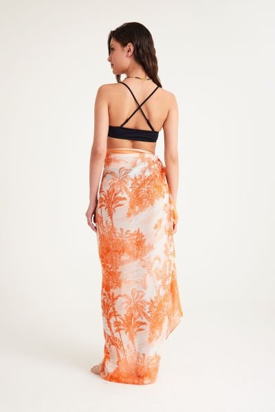 TOILE DE JOUY ORANGE BLOOM PAREO - 160 x 140 CM İPEK PAMUK