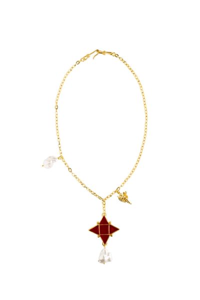 BAROQUE RED STAR KOLYE, İNCİLİ