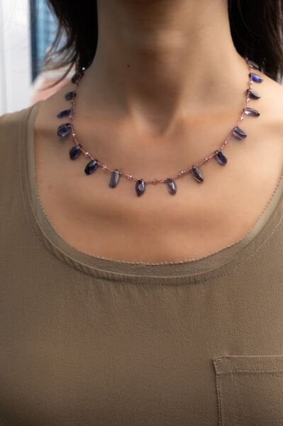 PURPLE DROP GEMSTONE KOLYE