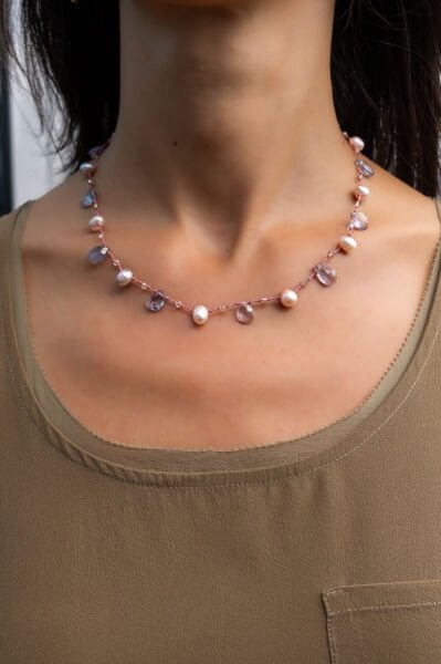 PURPLE PEARL GEMSTONE KOLYE