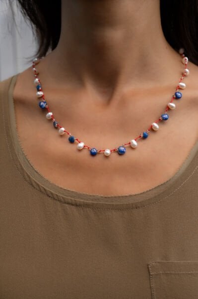 BLUE PEARL GEMSTONE KOLYE