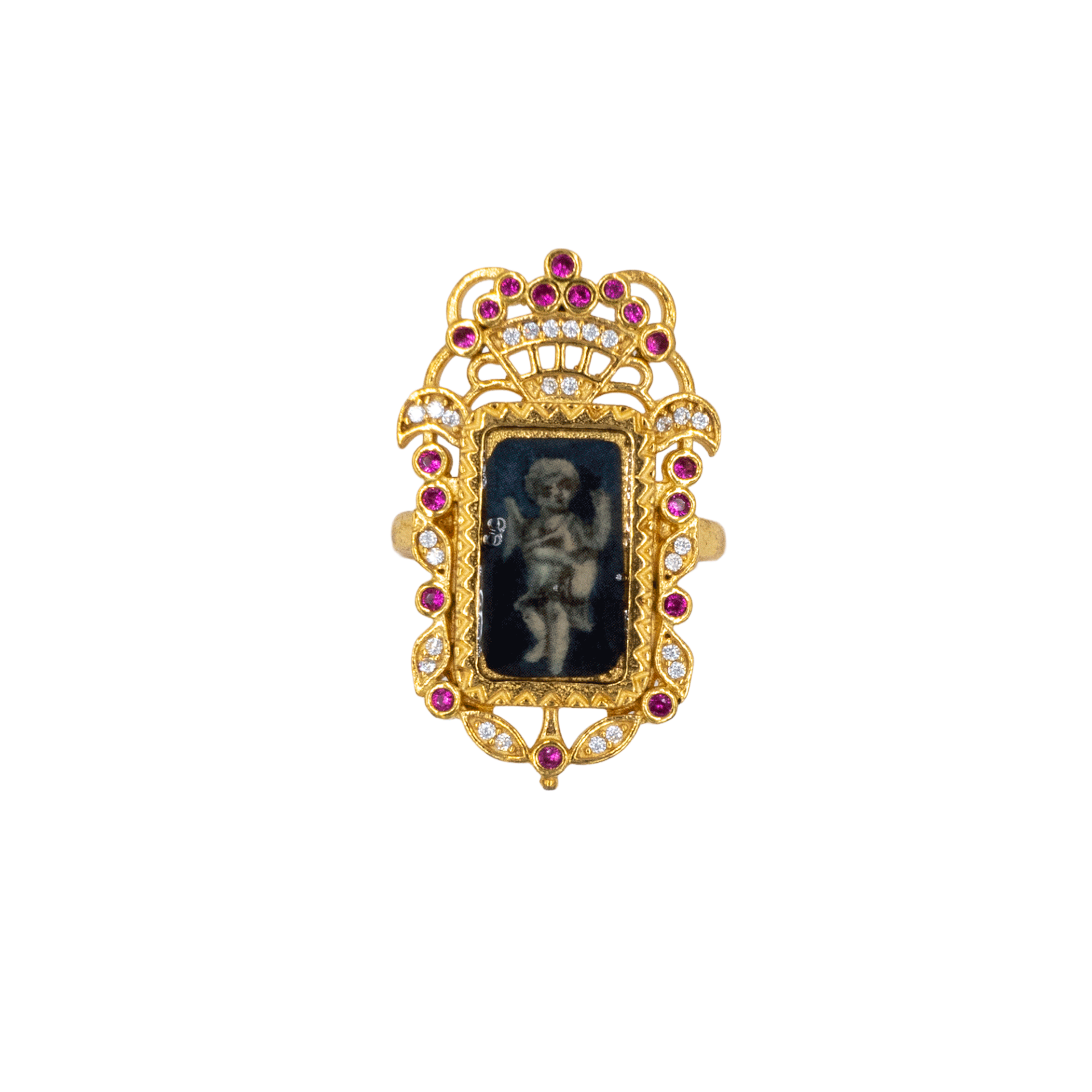 ANGELUS  VICTORIAN YÜZÜK, PEMBE TAŞLI