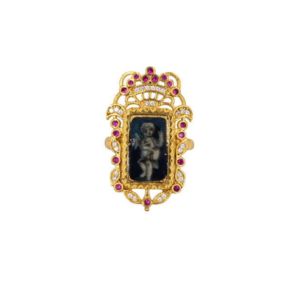 ANGELUS  VICTORIAN YÜZÜK, PEMBE TAŞLI