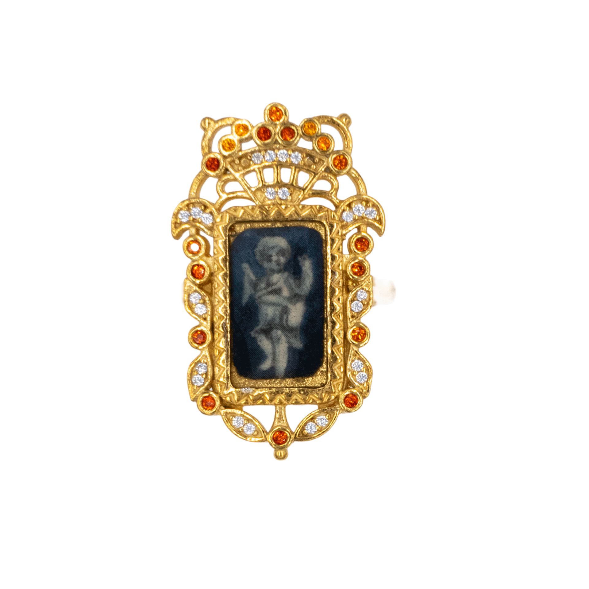 ANGELUS VICTORIAN YÜZÜK, TURUNCU TAŞLI