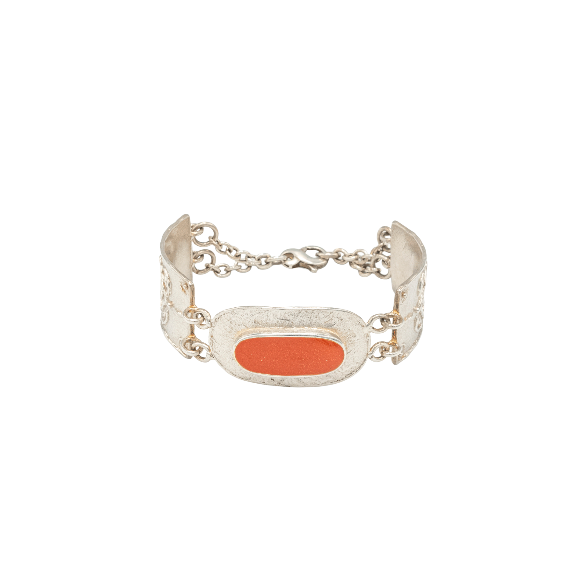 NEFERTITI GÜMÜŞ BİLEKLİK, TURUNCU MİNELİ