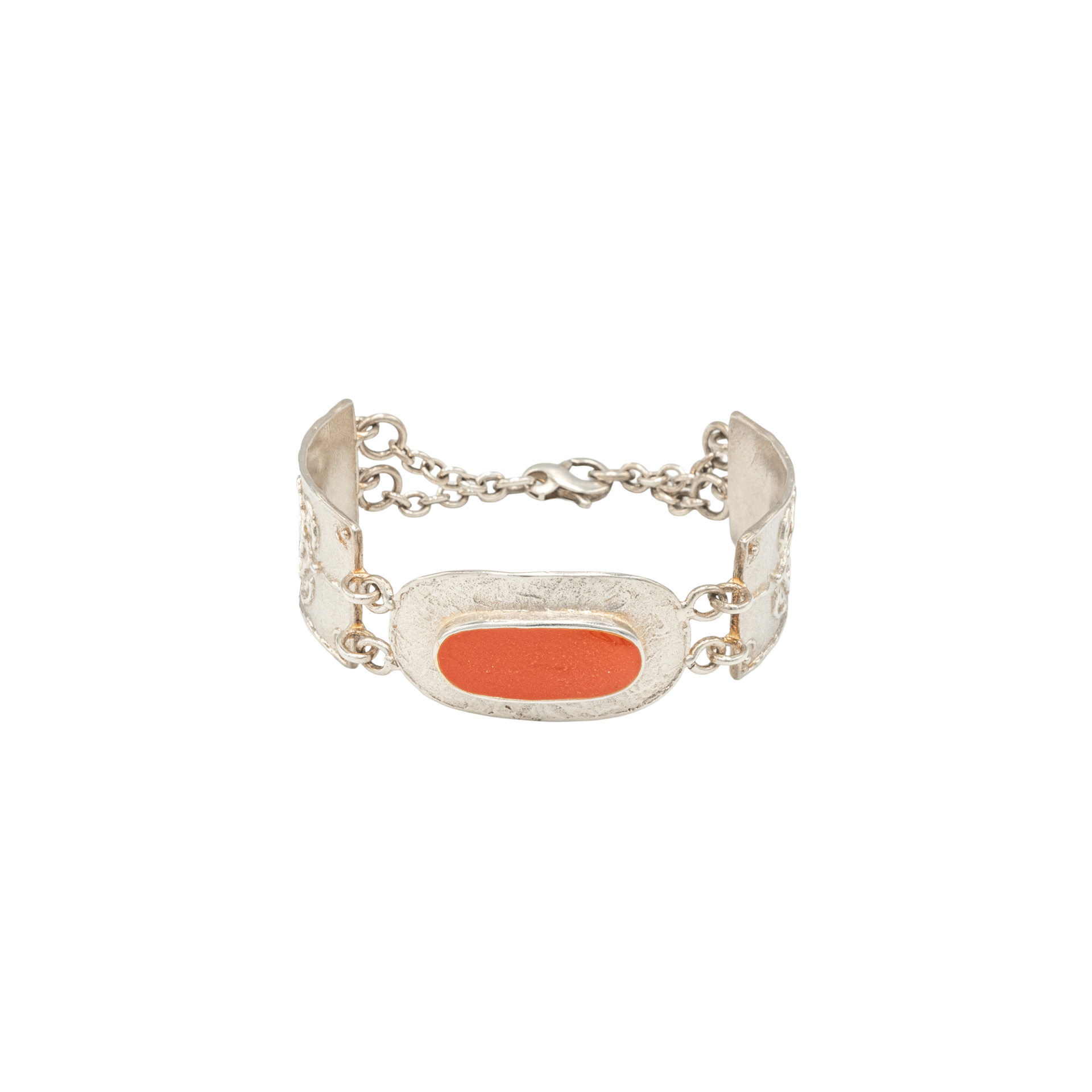 NEFERTITI GÜMÜŞ BİLEKLİK, TURUNCU MİNELİ