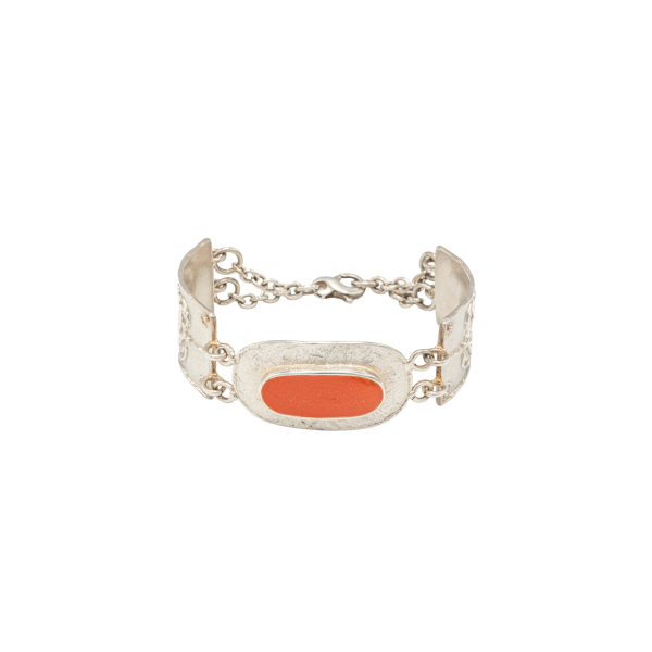 NEFERTITI GÜMÜŞ BİLEKLİK, TURUNCU MİNELİ