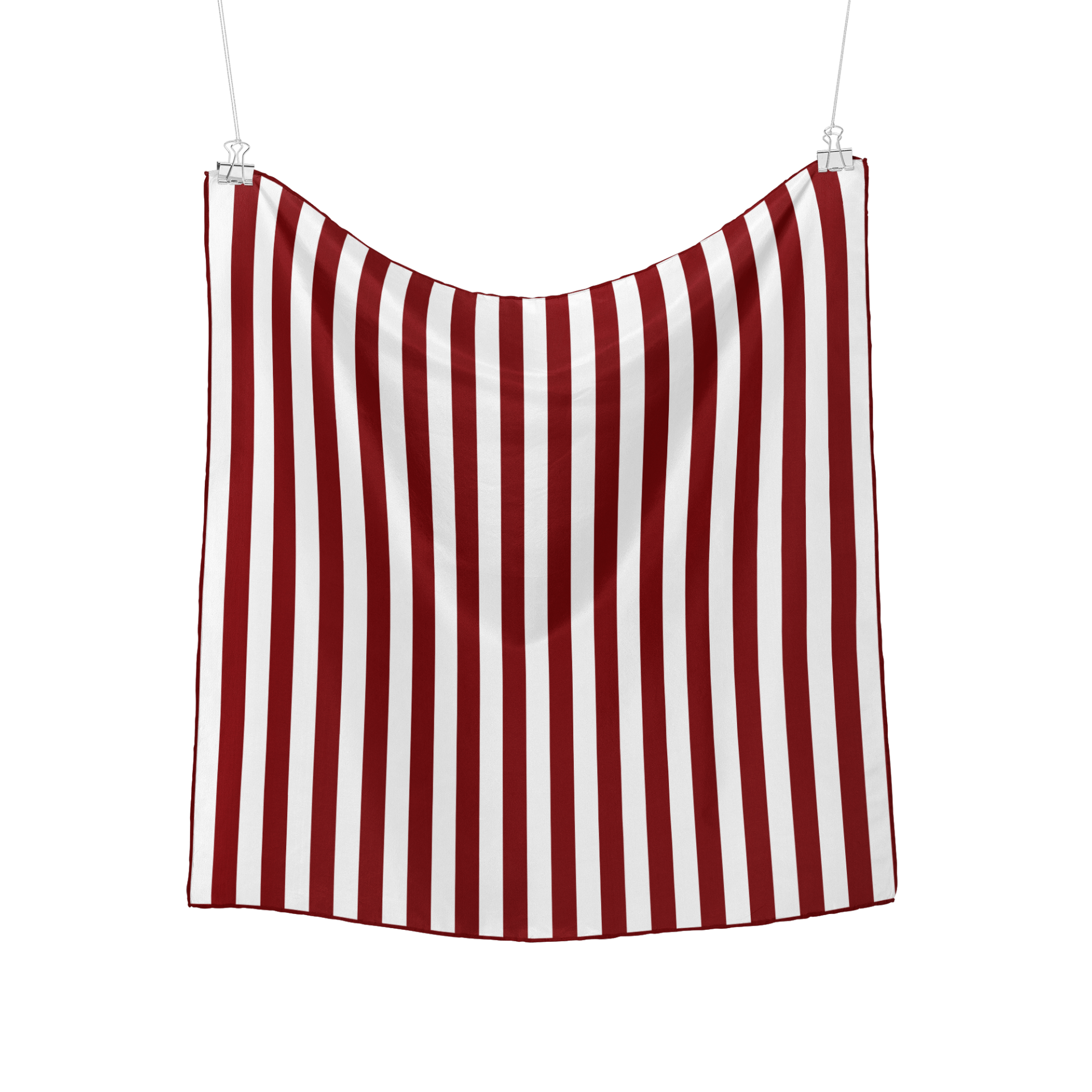 Burgundy Breton Çizgili İpek Eşarp - 110x110 cm