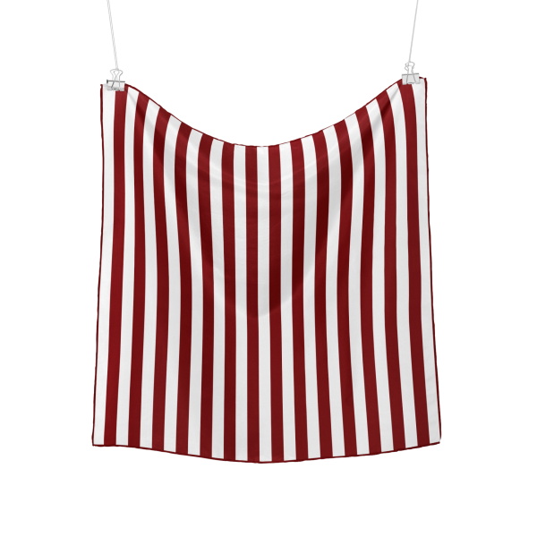 Burgundy Breton Çizgili İpek Eşarp - 110x110 cm