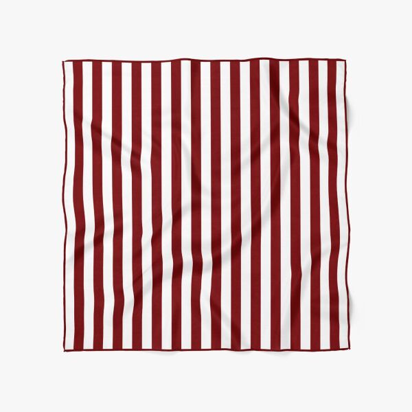 Burgundy Breton Çizgili İpek Eşarp - 110x110 cm