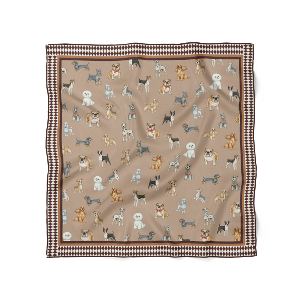 Puppy Ruhi İpek Eşarp - 110x110 cm