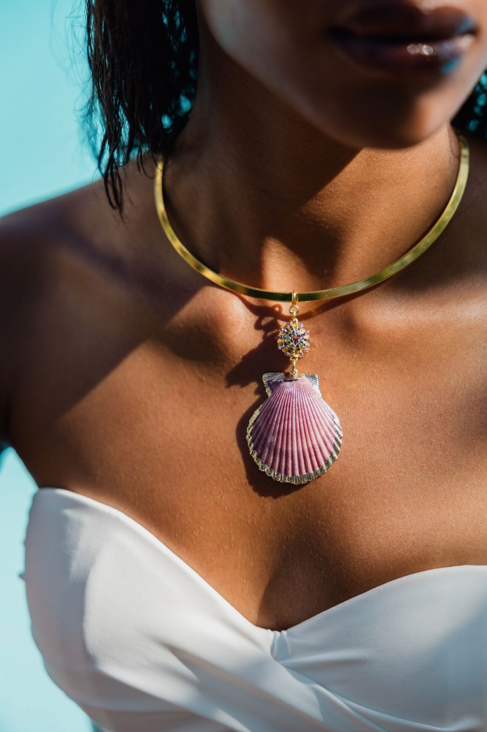 Dazlind Callico Midye Choker Kolye, Mor